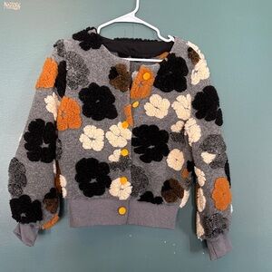 Floral Patterned Gray Sweater